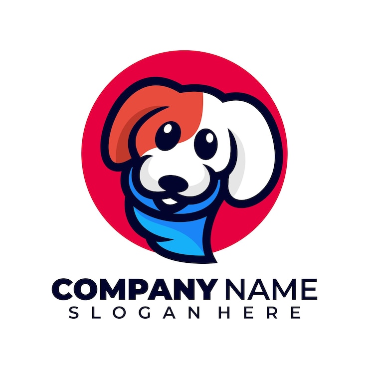 Vecteur gratuit logo d'illustration de mascotte de bon chien