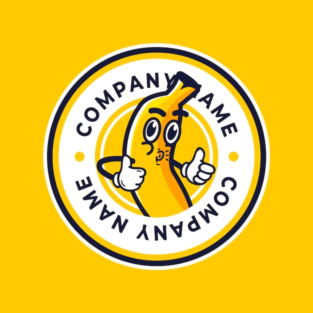 Vecteur gratuit logo illustré de caractère drôle de banane