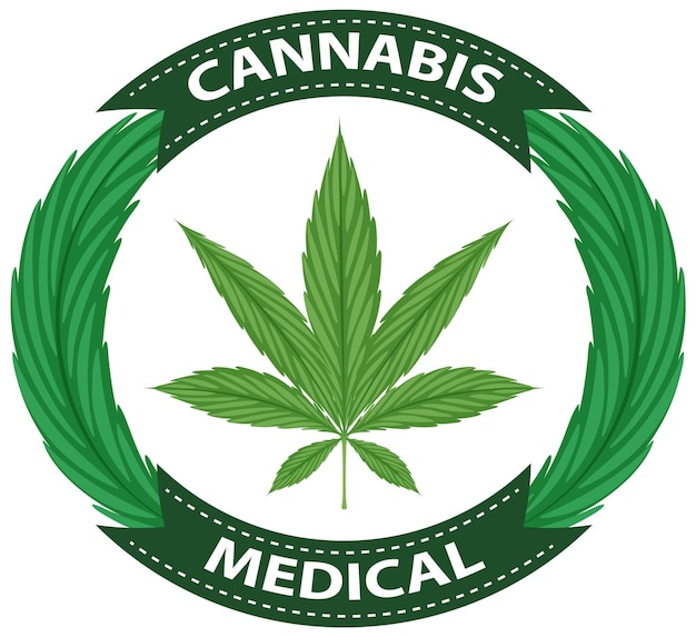 Vecteur gratuit logo d'insigne de cannabis médical