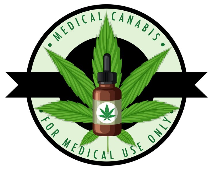 Vecteur gratuit logo d'insigne de cannabis médical