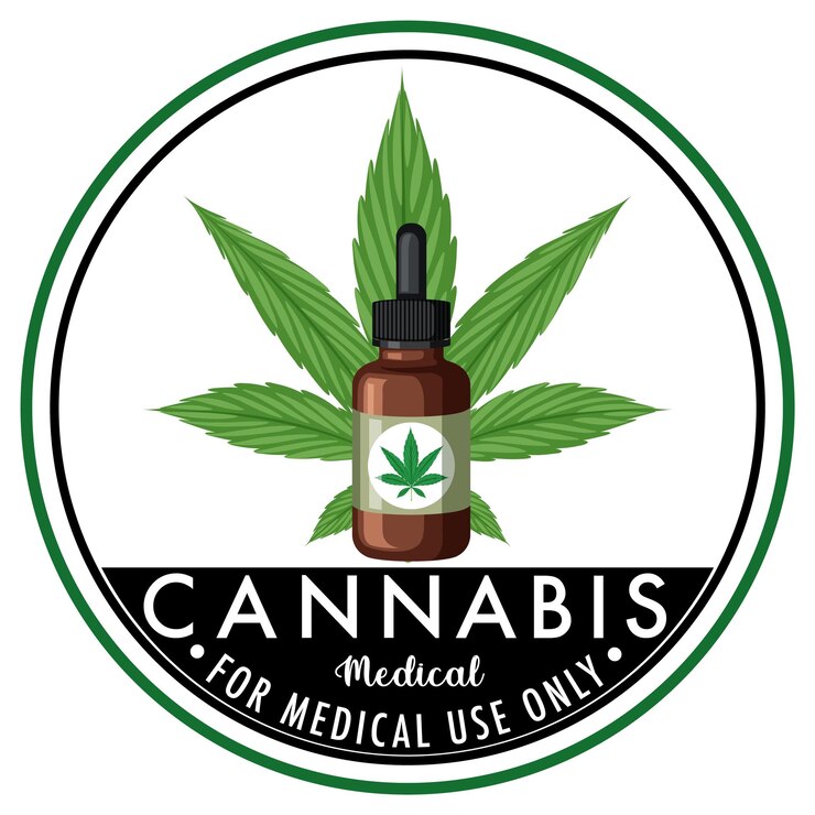 Vecteur gratuit logo d'insigne de cannabis médical