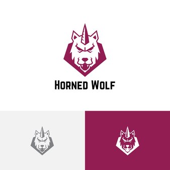 Logo de jeu d'esport de bouclier de monstre sauvage de loup cornu