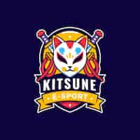 Vecteur gratuit logo kitsune design plat dessiné à la main