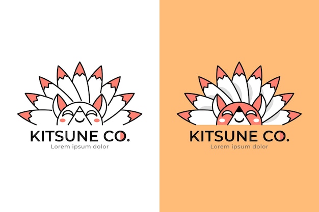 Vecteur gratuit logo kitsune dessiné à la main