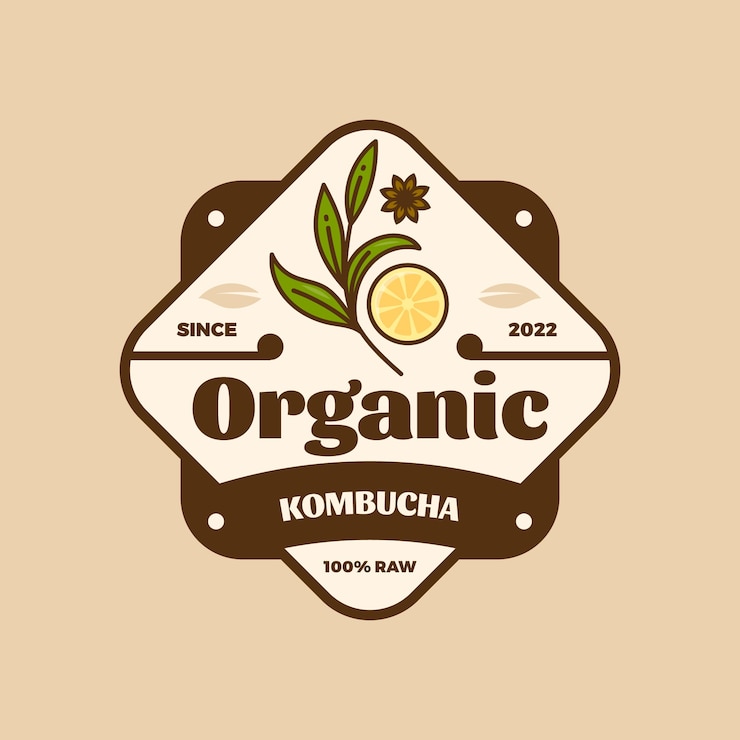 Vecteur gratuit logo kombucha dessiné à la main
