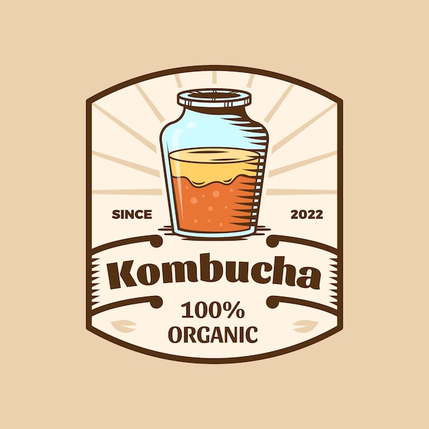 Vecteur gratuit logo kombucha dessiné à la main