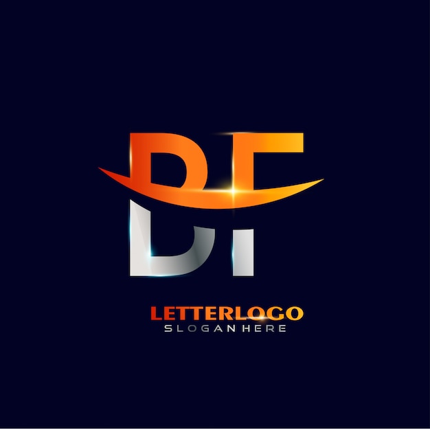 Logo De La Lettre Initiale Bf Avec Design Swoosh Pour Le Logo De L'entreprise Et De L'entreprise.