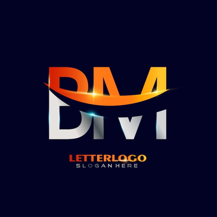 Vecteur gratuit logo de la lettre initiale bm avec design swoosh pour le logo de l'entreprise et de l'entreprise.