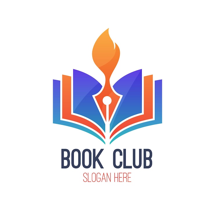 Vecteur gratuit logo de livre dégradé avec slogan