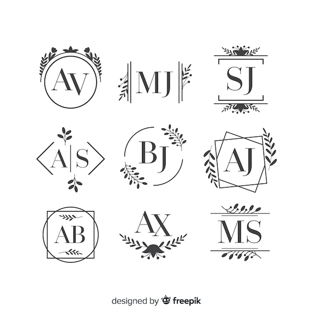 Vecteur gratuit logo et logo magnifiques et élégants pour mariage ou fleuriste