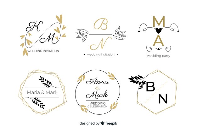 Logo et logo magnifiques et élégants pour mariage ou fleuriste