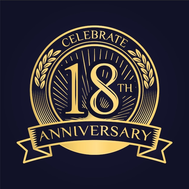 Logo Luxueux Du 18e Anniversaire