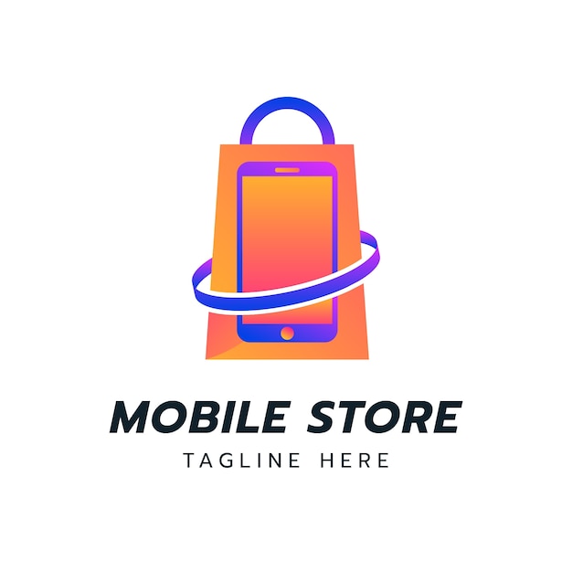 Vecteur gratuit logo de magasin mobile dégradé
