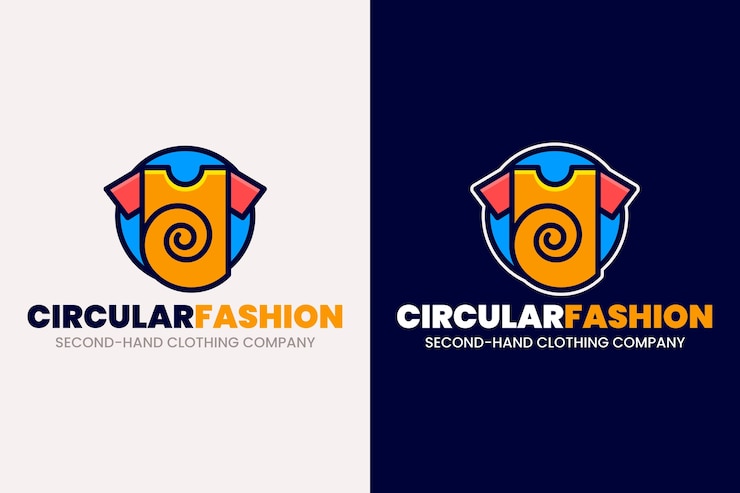Vecteur gratuit logo de magasin de vêtements d'occasion dessiné à la main