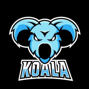 Logo de mascotte de jeu koala sport et esport