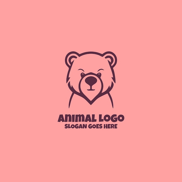 Vecteur gratuit logo de mascotte de logo d'ours en peluche mignon