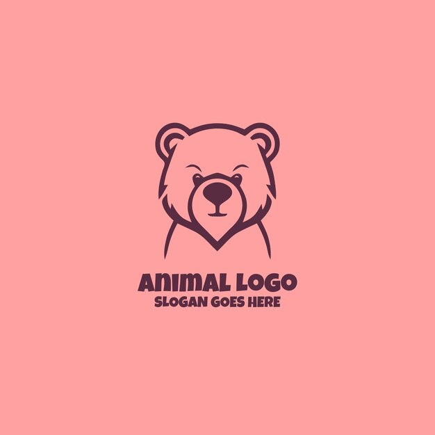 Logo de mascotte de logo d'ours en peluche mignon