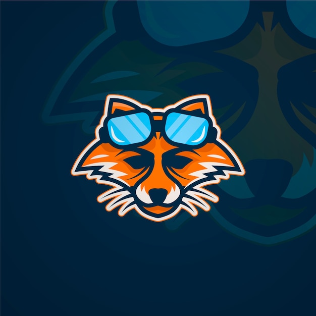 Logo Mascotte Renard Avec Lunettes