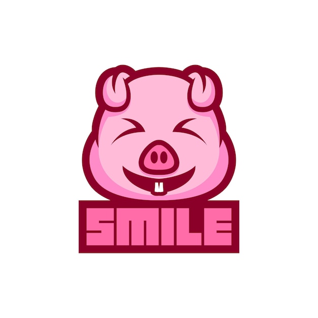 Vecteur gratuit logo de mascotte de tête de sourire de cochon