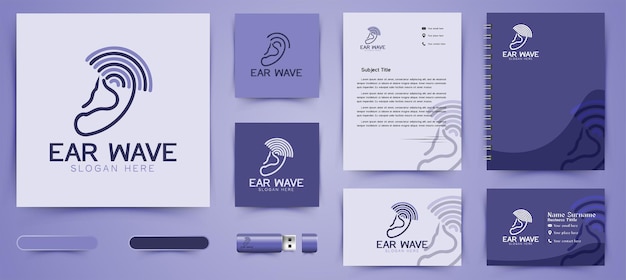 Vecteur gratuit logo médical de radiologie de l'oreille et business branding template designs inspiration isolé sur fond blanc