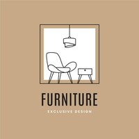 Vecteur gratuit logo de meubles avec des éléments minimalistes