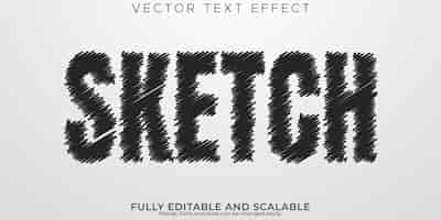 Vecteur gratuit logo modifiable d'effet de texte d'esquisse et style de texte de lettre noire