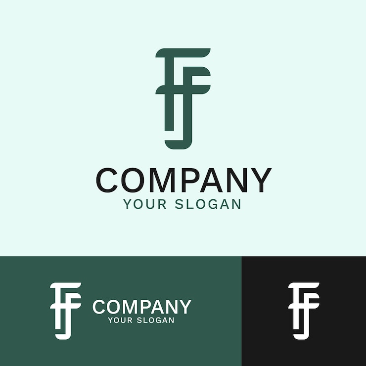 Vecteur gratuit logo monogramme ff design plat