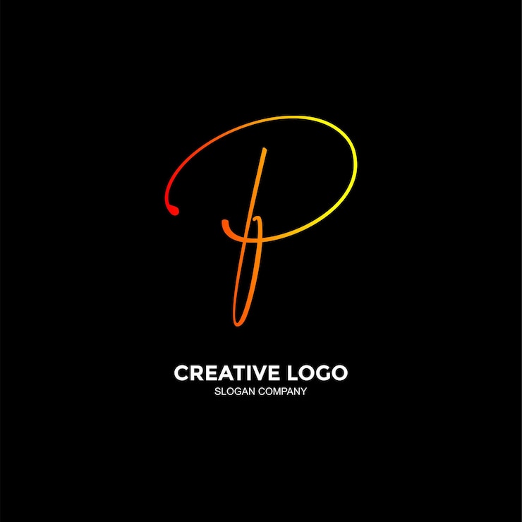 Vecteur gratuit un logo noir et jaune avec la lettre p au milieu