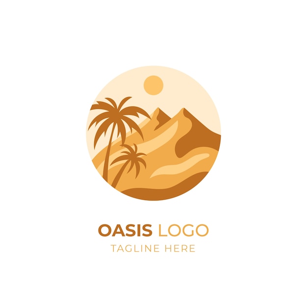 Logo oasis design plat dessiné à la main