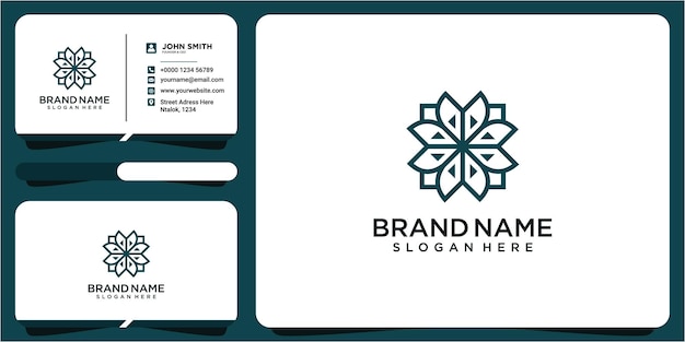 Logo d'ornement simple adapté à la conception florale avec carte de visite