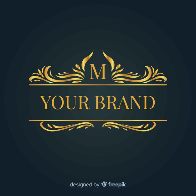 Logo ornemental doré pour la marque