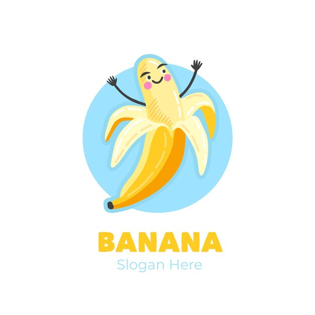 Logo de personnage de banane victorieux