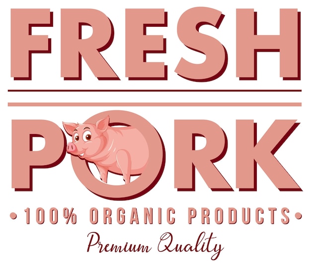 Vecteur gratuit logo de personnage de dessin animé de porc pour les produits à base de porc