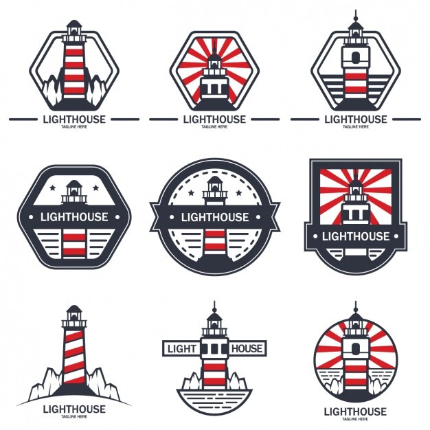 Vecteur gratuit logo phare modèles