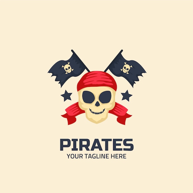 Vecteur gratuit logo pirate design plat