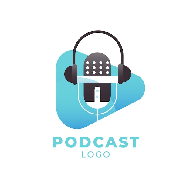 Logo podcast détaillé avec écouteurs
