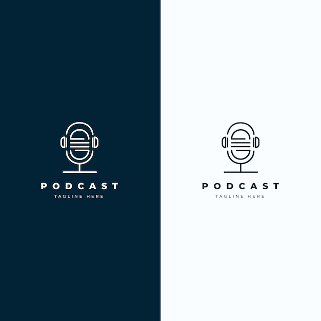 Vecteur gratuit logo de podcast détaillé sur fond de couleur différente