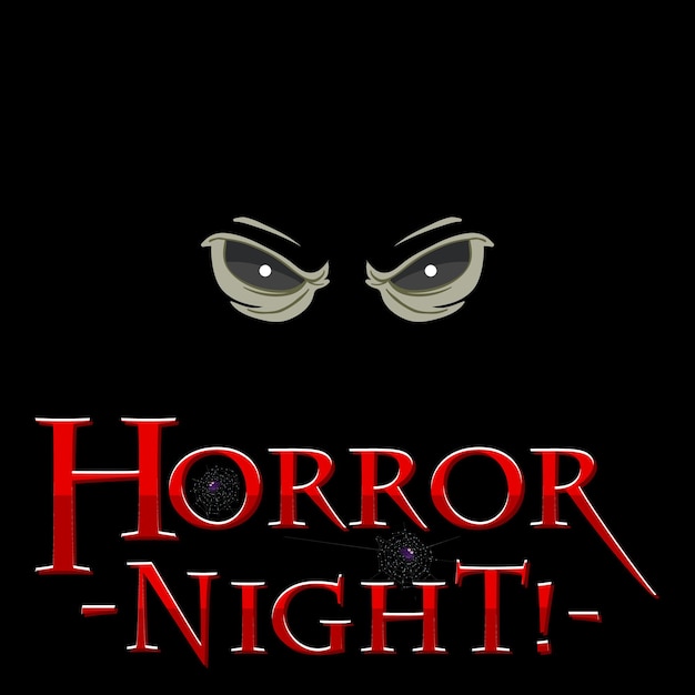 Logo De Police Horror Night Avec Des Yeux Effrayants