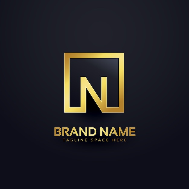logo pour la lettre N en or