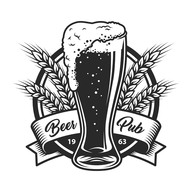 Logo De Pub De Bière Monochrome Vintage