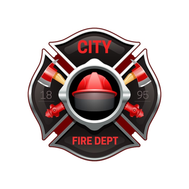 Logo Réaliste De L'organisation Du Service D'incendie De La Ville