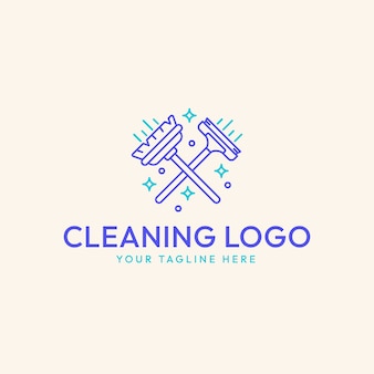 Logo de service de nettoyage design plat