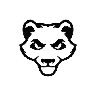 Logo de silhouette de contour de tête de panda