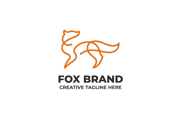 Logo simple d'une ligne de silhouette de renard