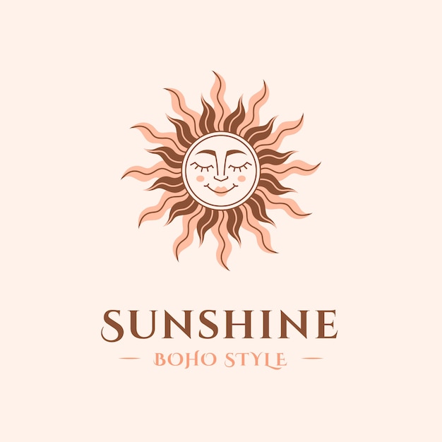 Vecteur gratuit logo de soleil boho design plat