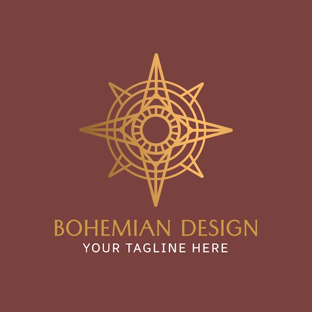 Vecteur gratuit logo de soleil boho design plat