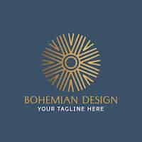 Vecteur gratuit logo de soleil boho design plat