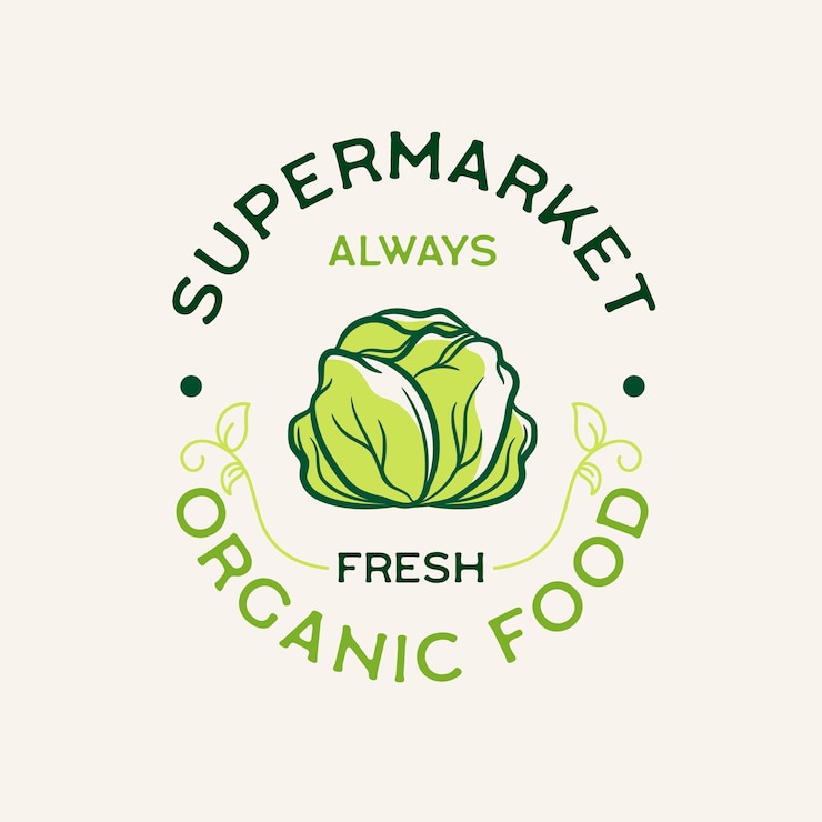 Vecteur gratuit logo de supermarché d'aliments biologiques