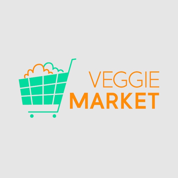 Vecteur gratuit logo de supermarché avec panier d'achat