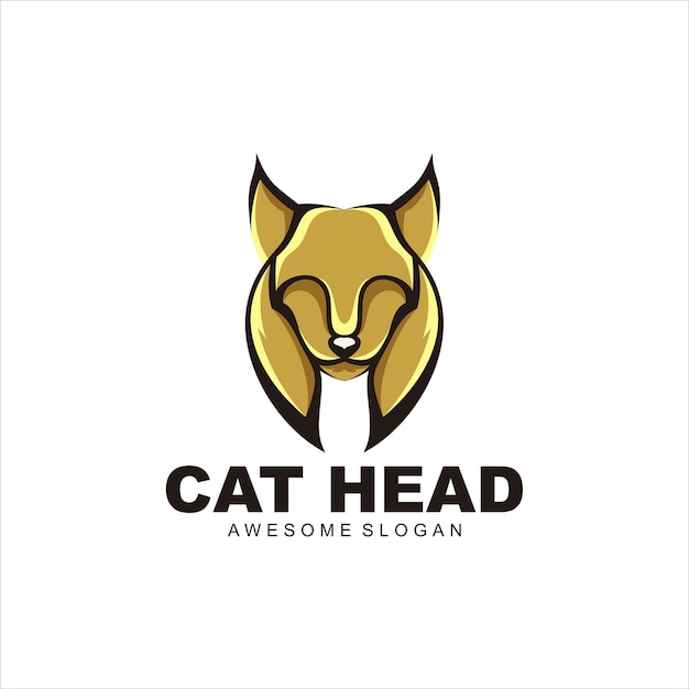 Vecteur gratuit logo tête de chat vecteur coloré